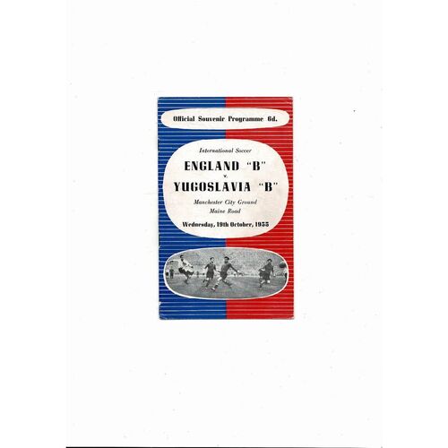 1955 England B v Yugoslavia B Football Programme @ Manchester City