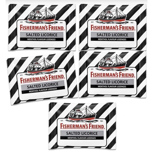 Fisherman’s Friend Salted Liquorice Licorice Menthol Flavour Lozenges 5 x 25g