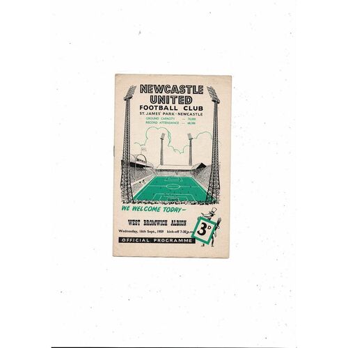 1959/60 Newcastle United v West Bromwich Albion Football Programme