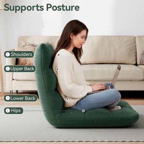 mcc direct Adjustable Floor Chair, Multi-Position Folding Sofa Chair with Back Support, Comfortable Floor Seating for Reading, Gaming, Meditation & Relaxing, Living Room or Bedroom