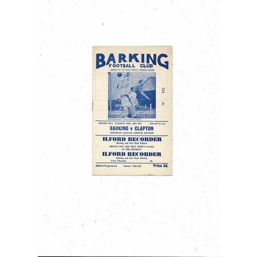 1961/62 Barking v Clapton Isthmian League Football Programme