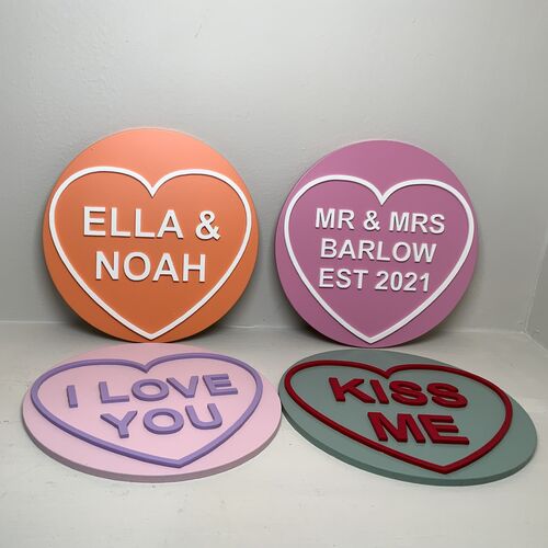 Personalised Sweetheart Heart Plaque – Custom Message, Two Colours