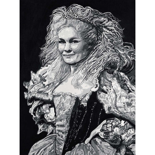 Original Dame Judi Dench Signed Painting by Sue Verity
