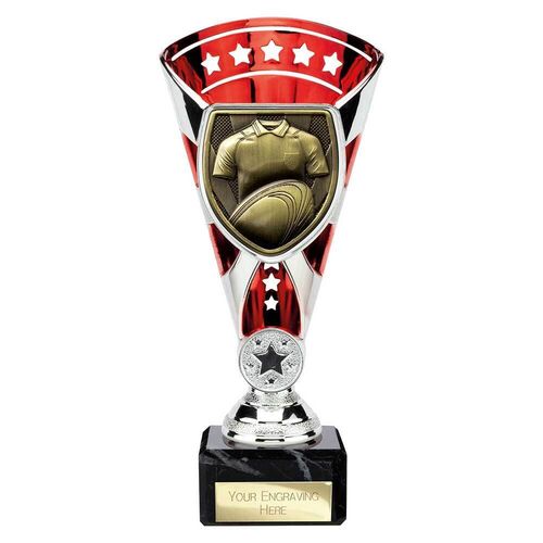 Cobra Star Cup Rugby Shirt & Ball Silver & Red
