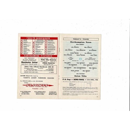 1965/66 Aston Villa v Northampton Town Football Programme