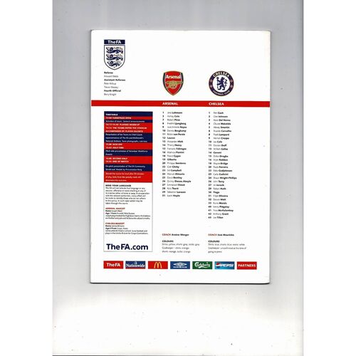 2005 Arsenal v Chelsea Charity Shield Football Programme + Press Cutting