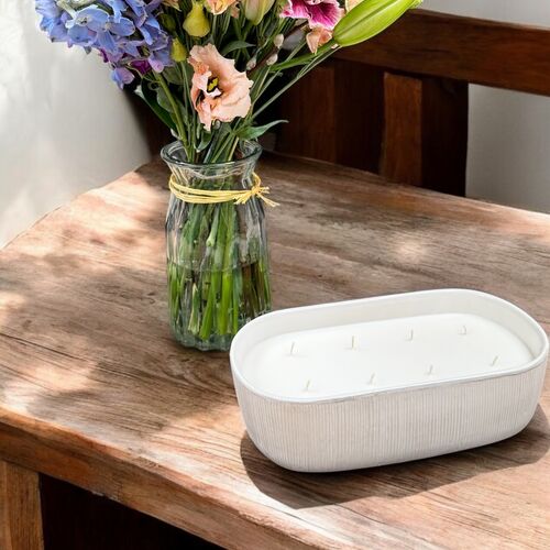 Oblong Ribbed multi wick candle