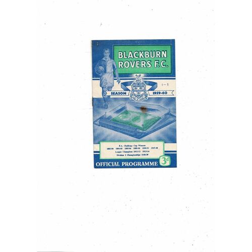 1959/60 Blackburn Rovers v Manchester United Football Programme
