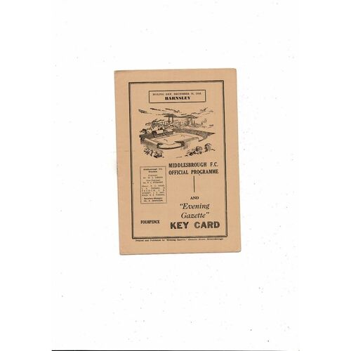 1958/59 Middlesbrough v Barnsley Football Programme