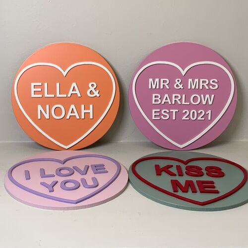 Personalised Sweetheart Heart Plaque – Custom Message, Two Colours