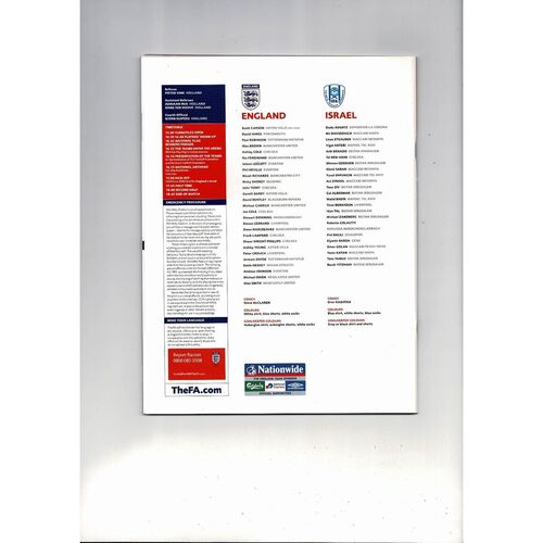 2007 England v Israel Football Programme