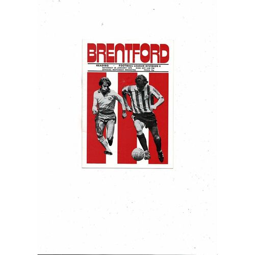 1974/75 Brentford v Reading Football Programme