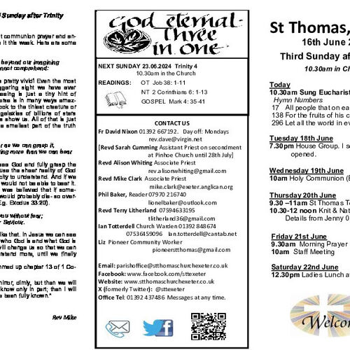 Pew Sheet | The Parish of St Thomas, Exeter