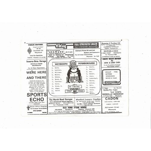 Weymouth v Peterborugh United FA Cup Football Programme