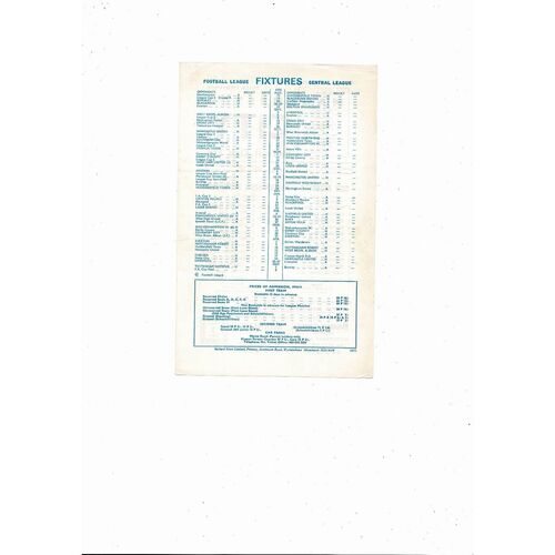 Manchester City v Huddersfield Town Central League Football Programme 1970/71