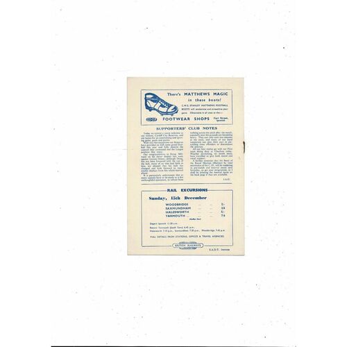 Ipswich Town v Cardiff City Football Combination Football Programme 1957/58