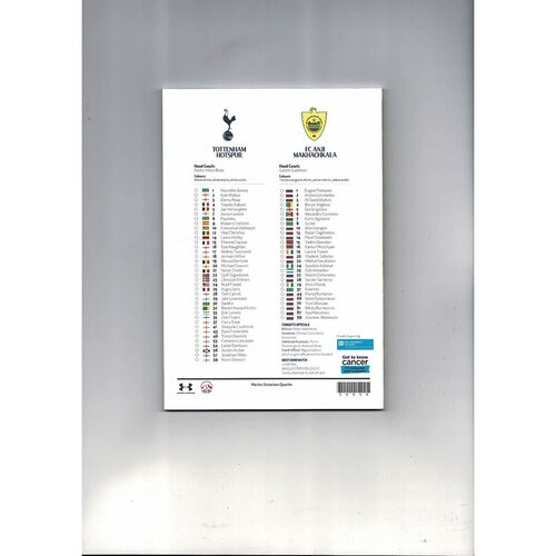 Tottenham Hotspur v Anji Makhachkala Europa League Football Programme 2013/14