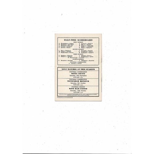 1962/63 Arsenal v Leicester City Football Programme