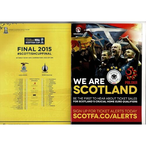 2015 Inverness v Falkirk Scottish Cup Final Football Programme