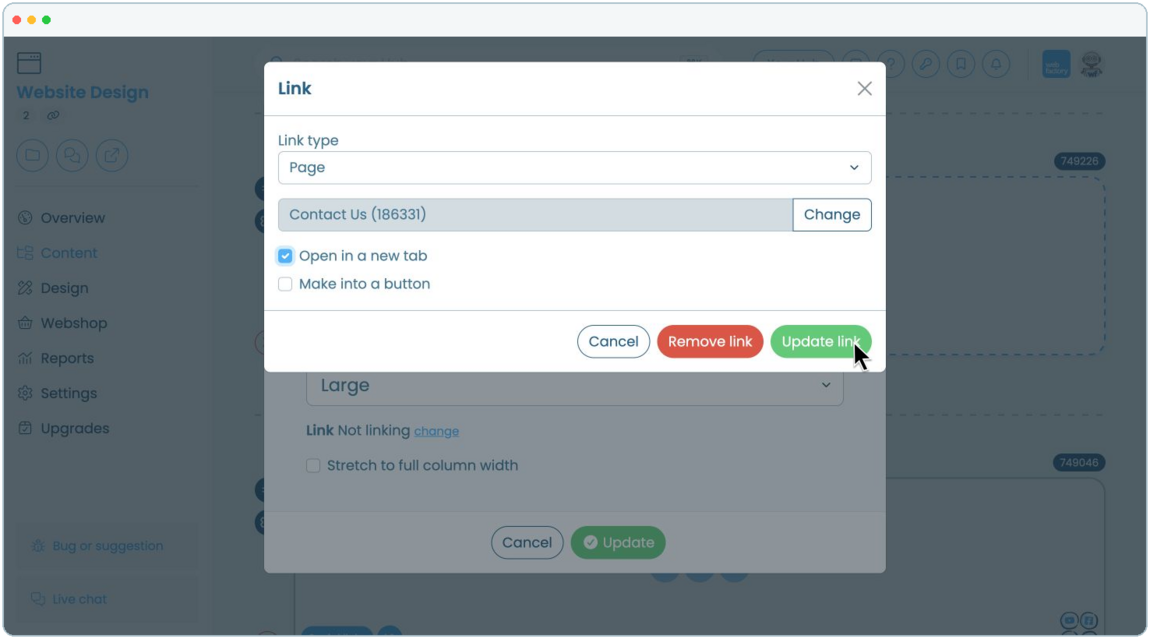 How to create and manage call-to-action button | Webfactory Support | Webfactory