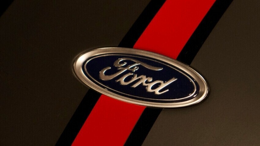 Ford motorsport badge on a race car