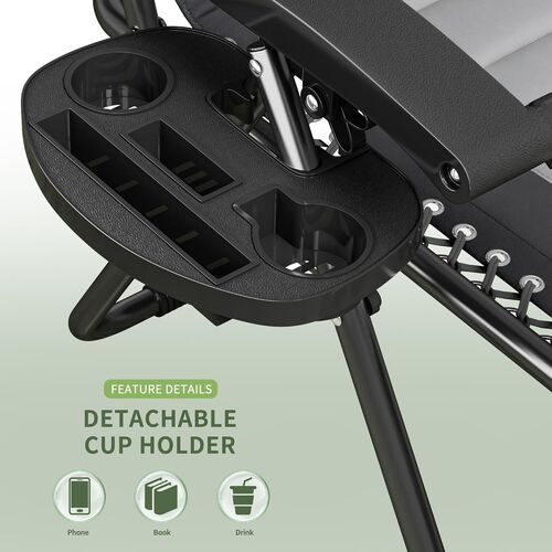 mcc direct Zero Gravity Chair Set of 2 – Padded Oxford Fabric Reclining & Folding Outdoor Garden Chairs with Cup Holder and Headrest Pillow –  OXFORD