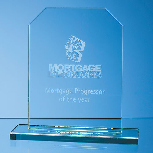 20.5cm x 15cm x 12mm Jade Glass Honour Award
