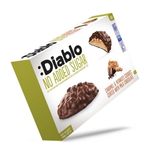Diablo No Added Sugar Cookies Bundle - Peanut Butter, Caramel & Strawberry Flavours 3 x 100g