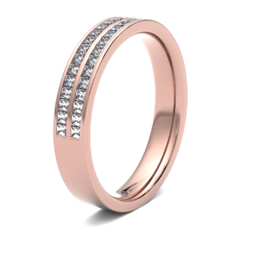 18ct 4mm DIAMOND SET double row princess cut channel