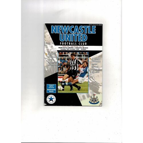 Newcastle United v Athletico Bilbao UEFA Cup Football Programme 1994/95