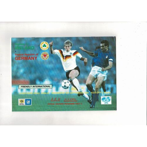 1989 Republic of Ireland v Germany Football Programme