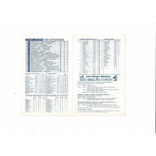 West Bromwich Albion v Sheffield United Central League Football Programme 1965/66