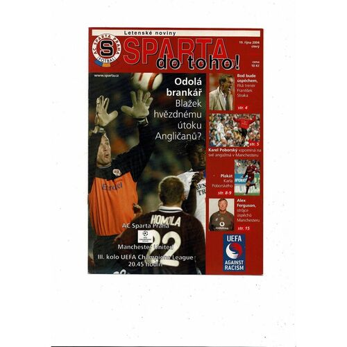 FC Sparta Prague v Manchester United Champions League Football Newspaper 2004/05