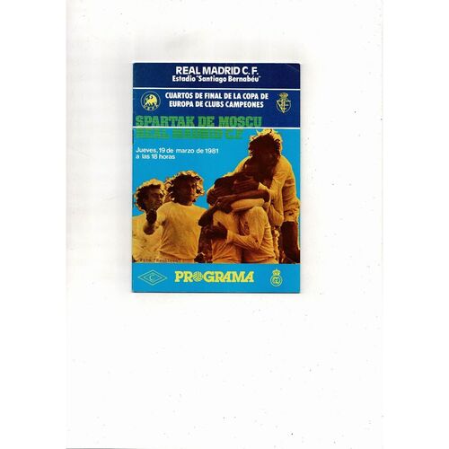 Real Madrid v Spartak Moscow European Cup Football Programme 1980/81