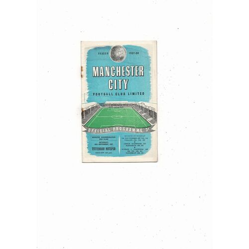 1957/58 Manchester City v Tottenham Hotspur Football Programme