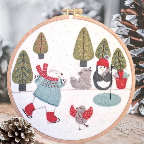 Skating on the Lake Felt Appliqué Hoop Kit by Corinne Lapierre