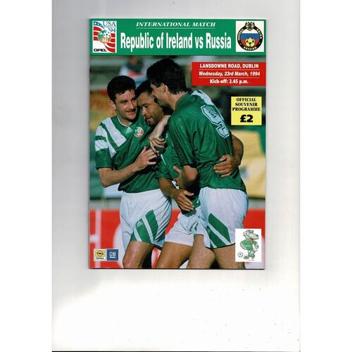 1994 Republic of Ireland v Russia Football Programme
