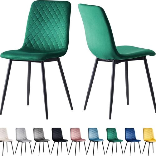 mcc direct Designer Velvet Fabric Dining Chairs Metal Legs Lexi Chairs(Set of 2/Set of 4)