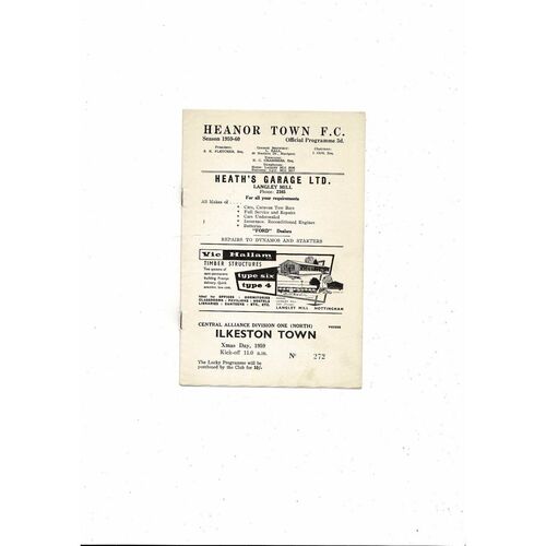 1959/60 Heanor Town v Ilkeston Town Football Programme