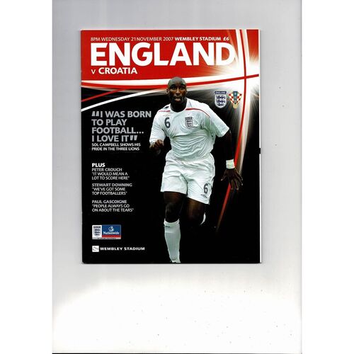 2007 England v Croatia Football Programme