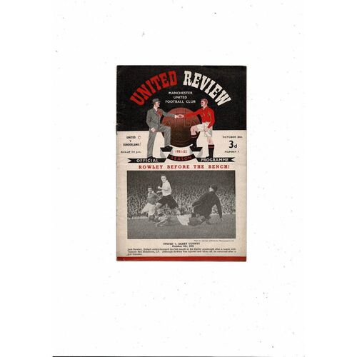 1951/52 Manchester United v Sunderland Football Programme