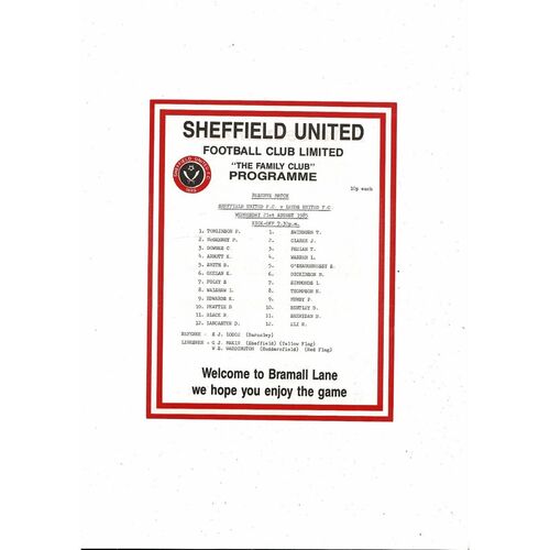 Sheffield United v Leeds United Central League Football Programme 1985/86