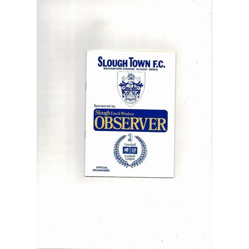 Slough Town v Woking FA Cup Football Programme 1989/90