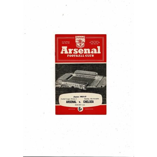 1960/61 Arsenal v Chelsea Football Programme
