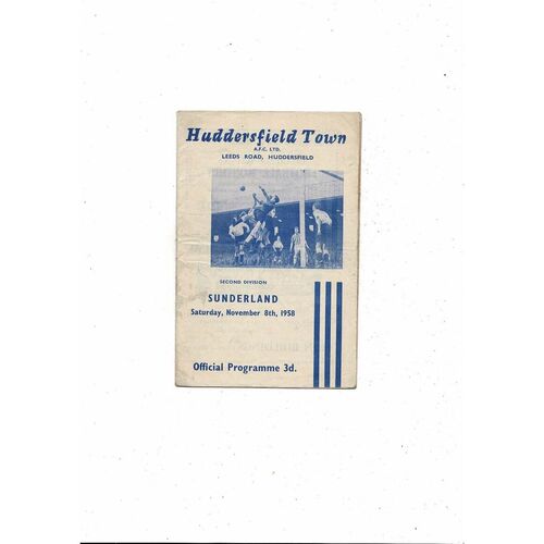 1958/59 Huddersfield Town v Sunderland Football Programme