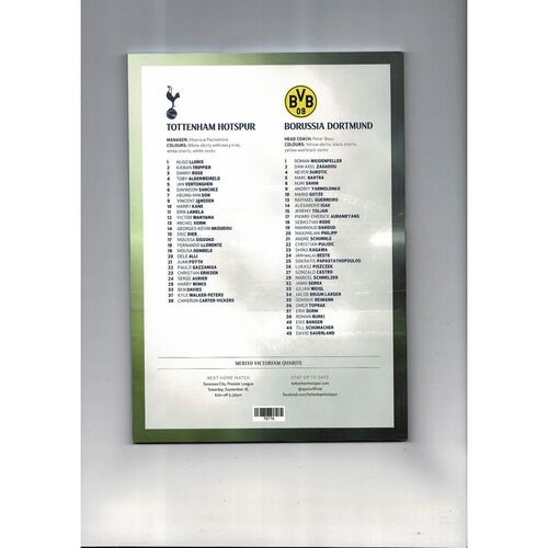 Tottenham Hotspur v Borussia Dortmund Champions League Football Programme 2017/18