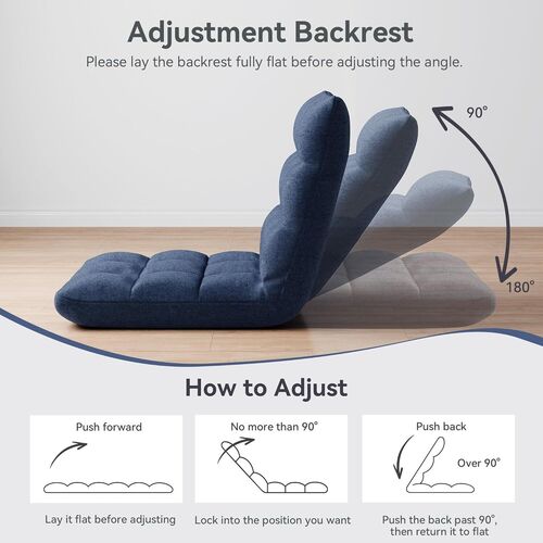 mcc direct Adjustable Floor Chair, Multi-Position Folding Sofa Chair with Back Support, Comfortable Floor Seating for Reading, Gaming, Meditation & Relaxing, Living Room or Bedroom