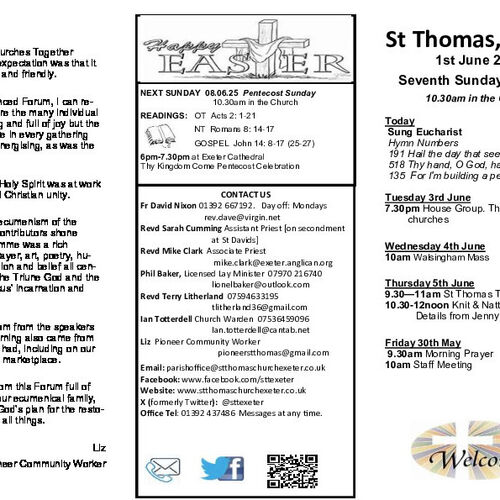 Pew Sheet | The Parish of St Thomas, Exeter