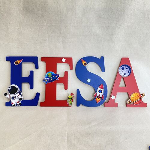 Personalised Space Theme Name Letters – Boys Bedroom Wall Decor