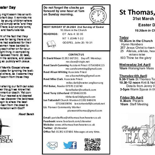 Pew Sheet | The Parish of St Thomas, Exeter